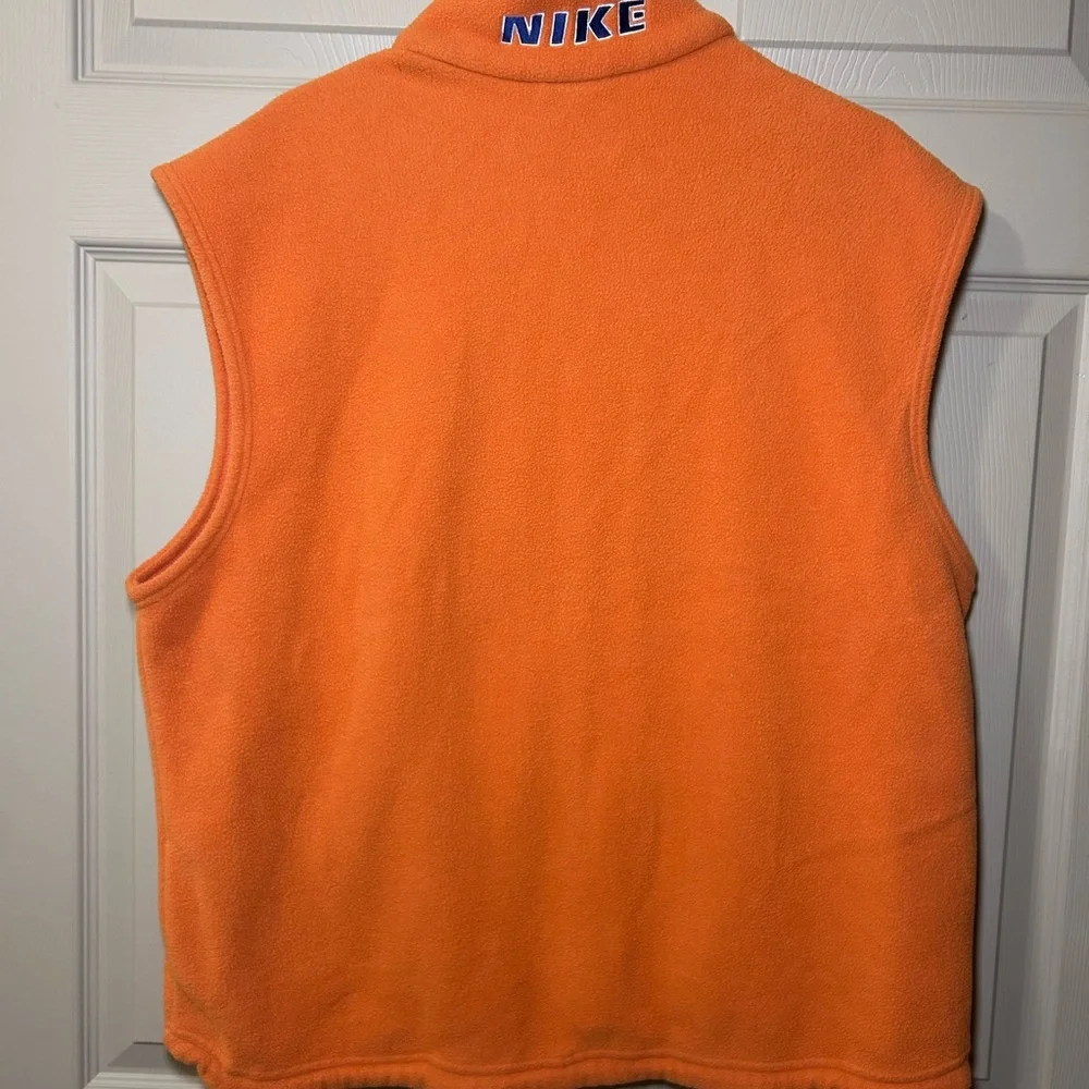 NIKE Adult Large Full Zip‎ Orange Fleece Sleeveless Vest Embroider VIntage